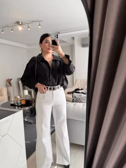Kemerli Wide-Leg pantolon