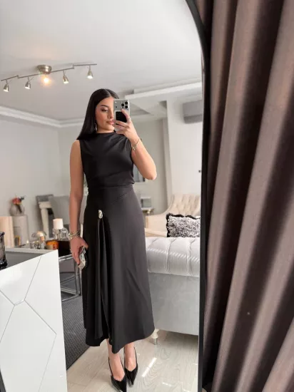 Toka Detaylı Premium Elbise