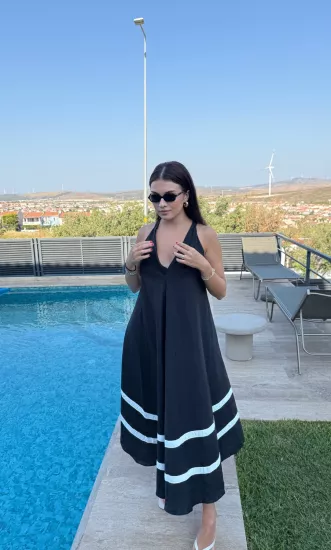 Etek Şeritli Elbise