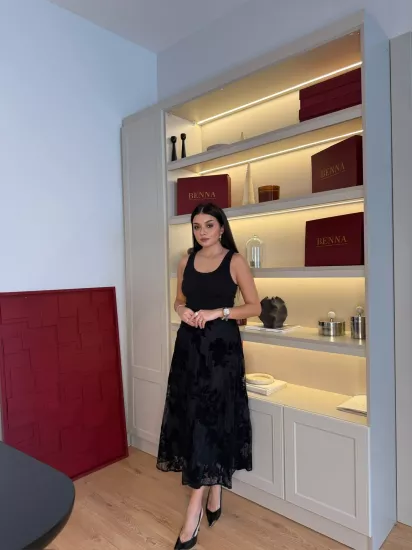 Siyah Dantel Etek 