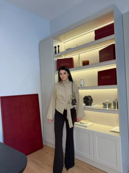 Çizgili bağlamalı gömlek