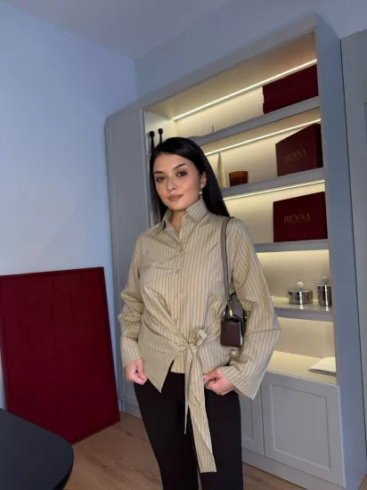 Çizgili bağlamalı gömlek