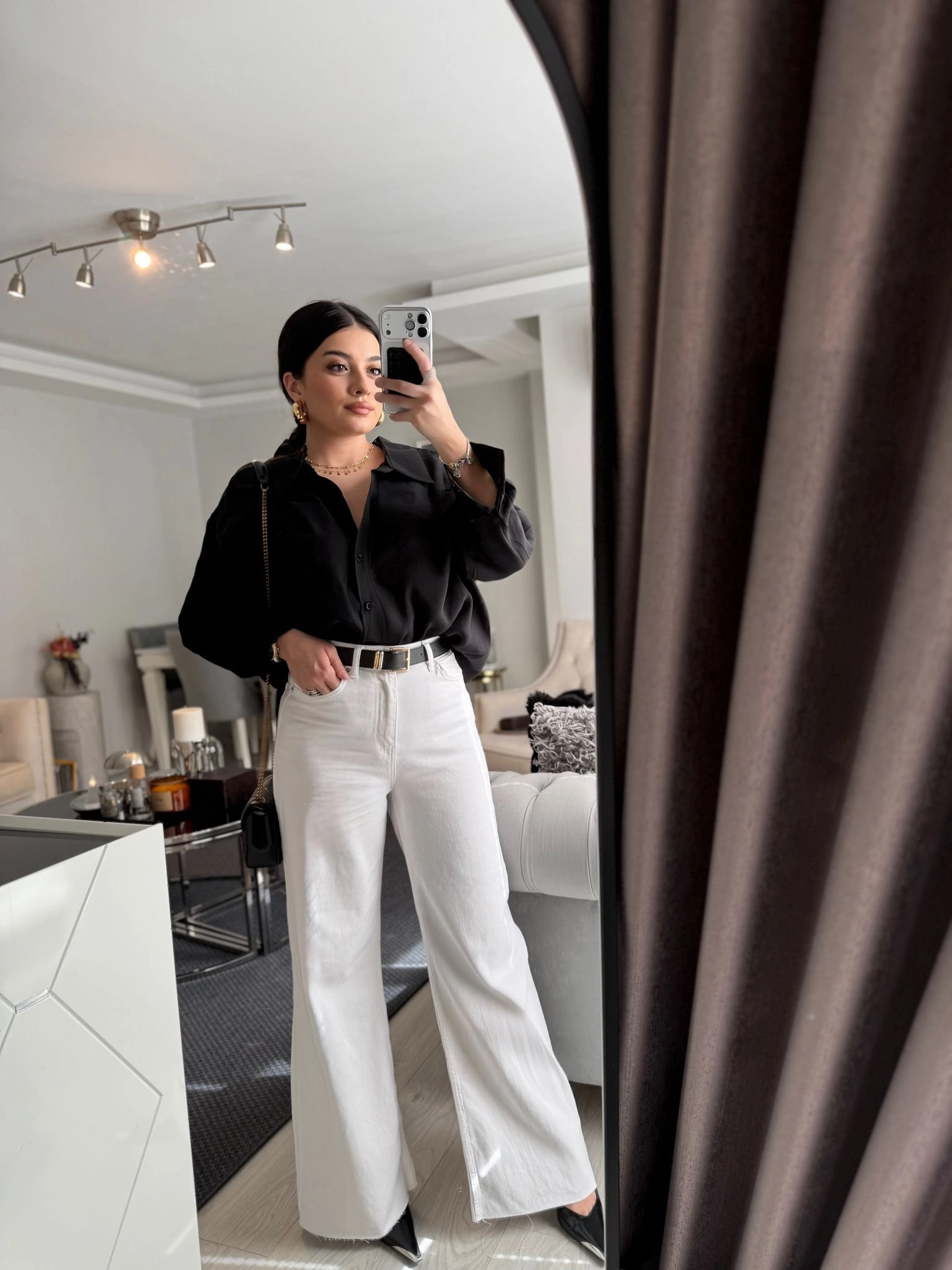 Kemerli Wide-Leg pantolon