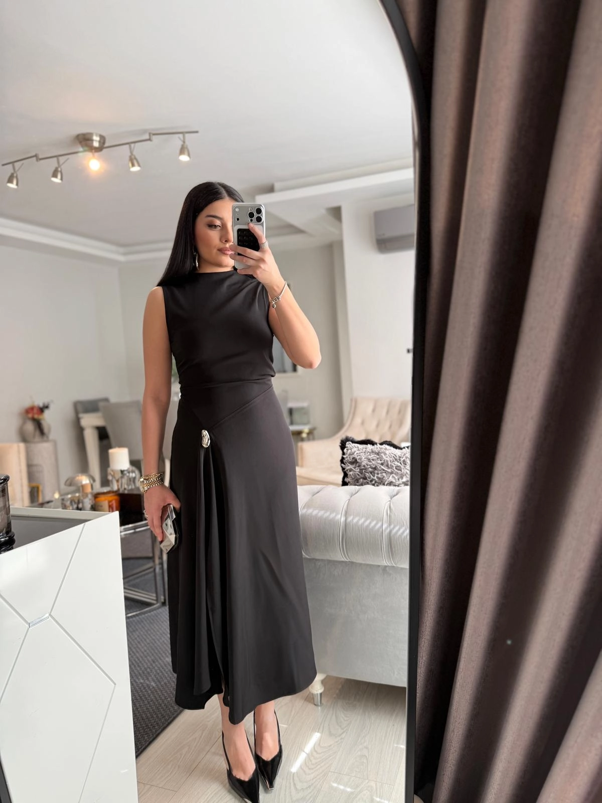 Toka Detaylı Premium Elbise